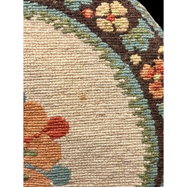 Vintage Handwoven Greek Wool Chair Cushions-Set of 4-Floral Round Folk Art-Pads For Sale - Image 10 of 10