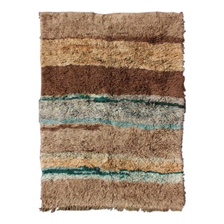 Vintage Turkish Brown and Blue Tulu Rug For Sale