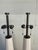 Stylish Baker / Barbara Barry Prism Table Lamps. Textured off-white body, dark bronze hardware, two lights. Original...