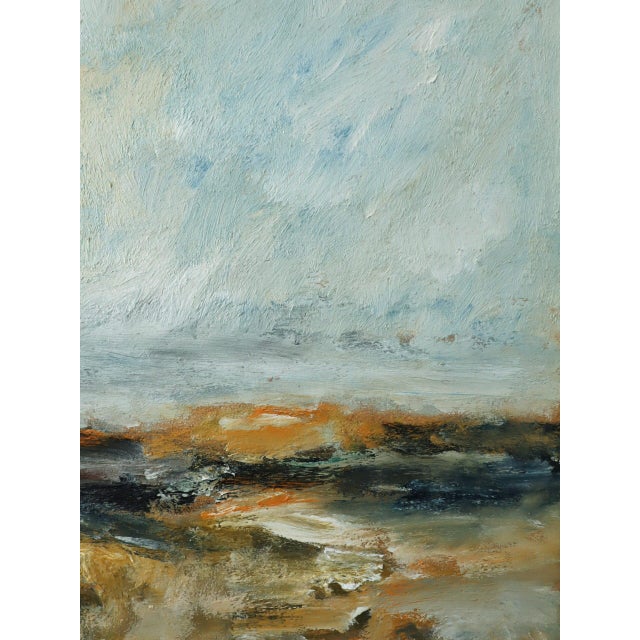 1994 Modernist 'Golden Drift' Vintage Original Mini Abstract Expressive Landscape Oil Painting, Framed For Sale - Image 9 of 11