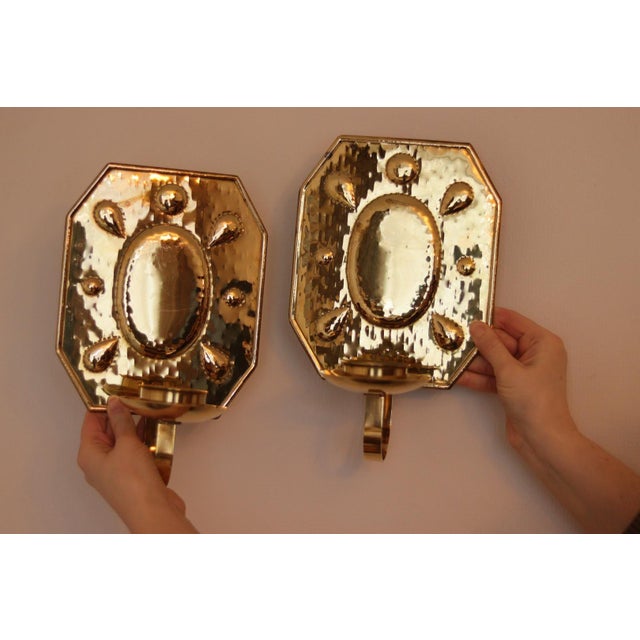 Mid-Century Modern Swedish Sconces in Brass, Set of 2 For Sale - Image 4 of 11