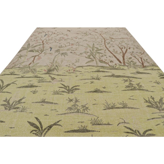 Modern Rug & Kilim’s Modern Pictorial Rug in Green and Taupe With Scenery Depiction For Sale - Image 3 of 7