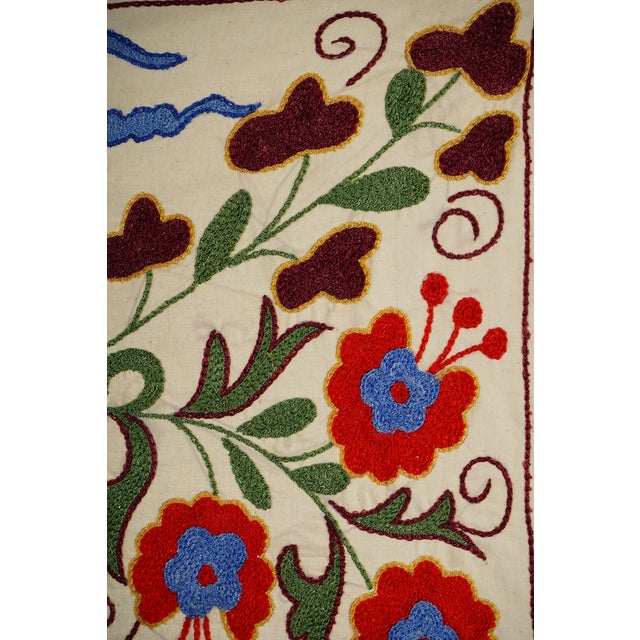 Ecru Uzbek Suzani Animal Cotton Tablecloth - Wall Decor For Sale - Image 8 of 10