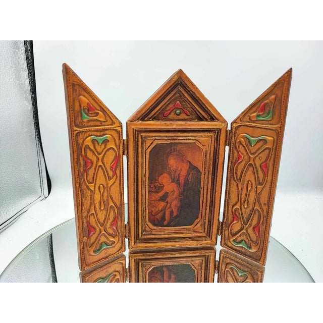 Vintage Wooden Triptych, 1950s-1970s For Sale - Image 10 of 10