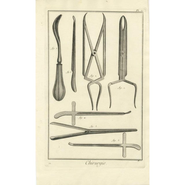 Hollywood Regency Antonio Baratti, Dilators and Curved Gouge, Diderot Chirurgie Plate Xi, 1772, Engraving For Sale - Image 3 of 8