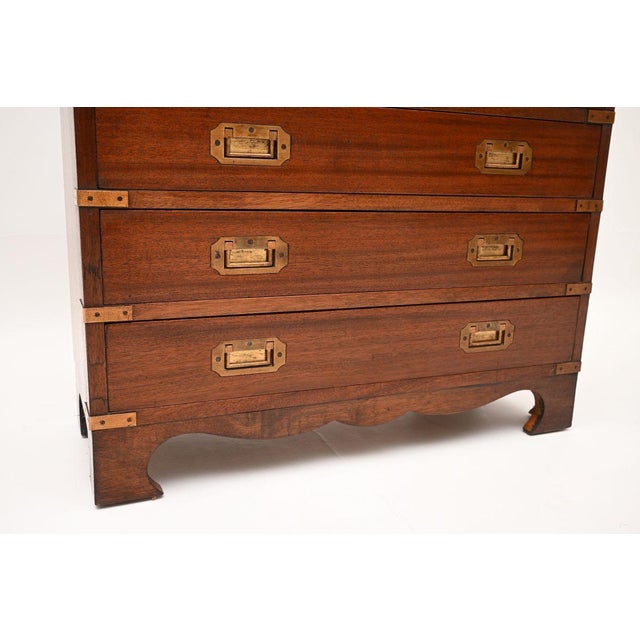 Wood Antique Military Campaign Chest of Drawers, 1930 For Sale - Image 7 of 9