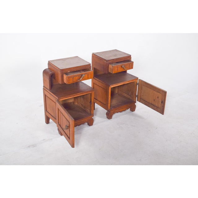 Mid-Century Modern Portuguese Oak Bedside Tables, 1980s, Set of 2 For Sale - Image 3 of 10