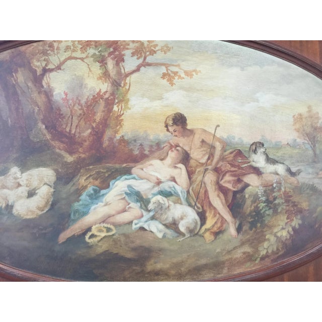 French Trumeau Mirror Hand Painted 72"x41" For Sale - Image 9 of 12