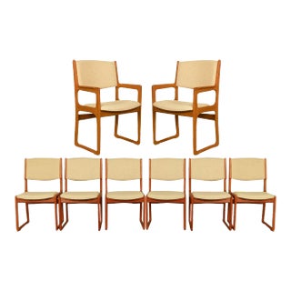 1970s Mid Century Modern Sculpted Teak Chairs Benny Linden - Set of 8 For Sale
