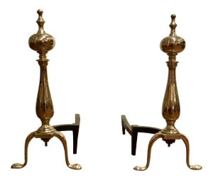 Art Deco Vintage 1920’s Nickel Andirons Pair