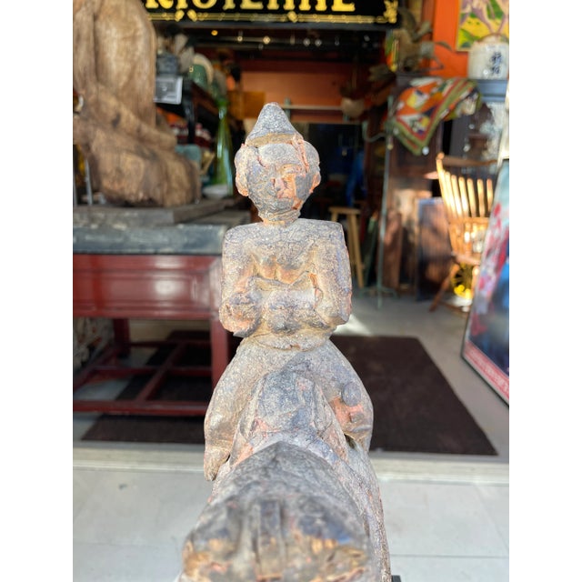 Asian Antique Early Indian Horse With Rider Sculpture For Sale - Image 3 of 9