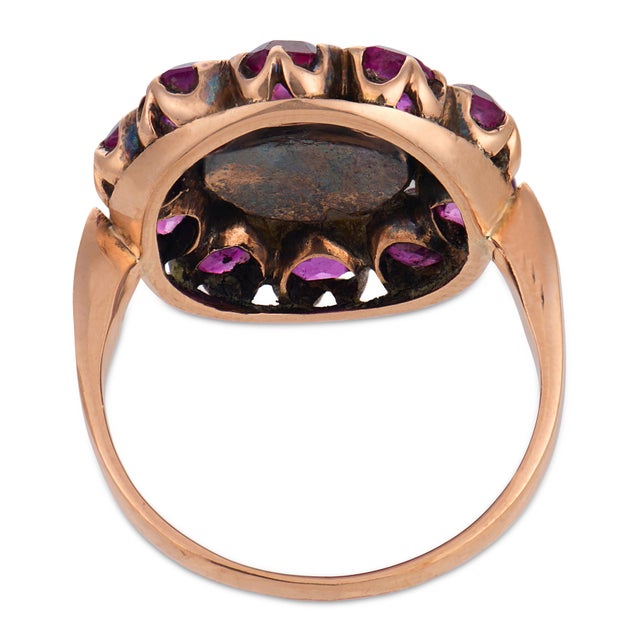 Early 20th Century Victorian Rose Cut Diamond Ruby Rose Gold Silver Ring, Size 5 For Sale In Los Angeles - Image 6 of 6
