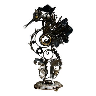Mid-Century Handcrafted Novelty Steampunk Seahorse Sculpture For Sale