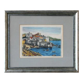 Town by the Sea, Unknown Artist Etching, Signed and Numbered in Pencil For Sale