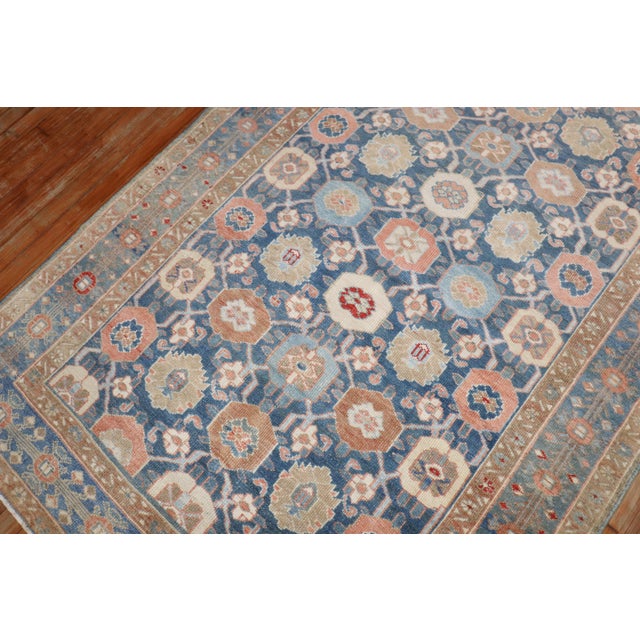 Antique Zabihi Collection Persian Decorative Blue Rug For Sale - Image 4 of 8
