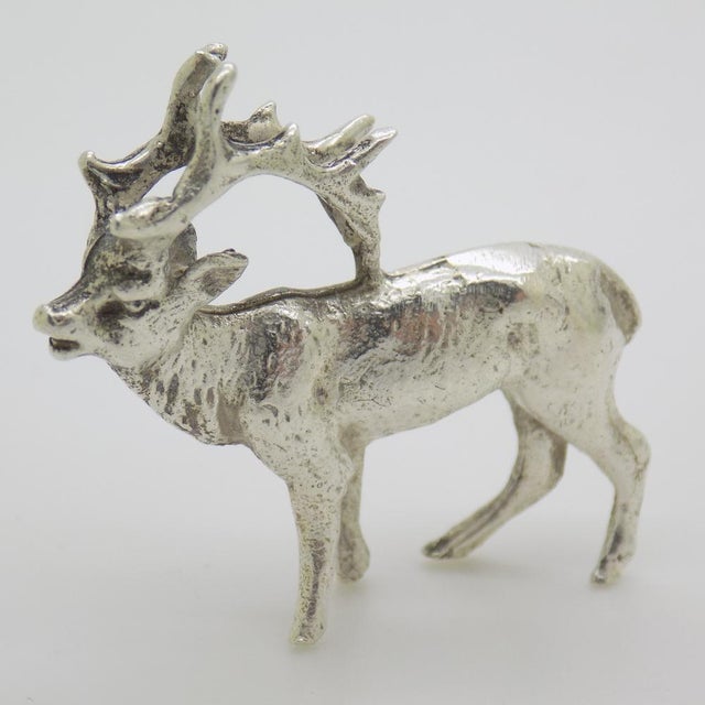 Vintage Italian Silver Stag Deer Figurine Miniature, Milan, 1950s For Sale - Image 3 of 10