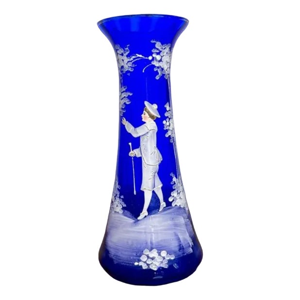 Antique Mary Gregory Blue Glass Vase, 1890 For Sale