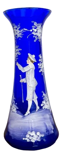 Antique Mary Gregory Blue Glass Vase, 1890