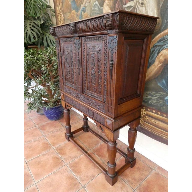 Antique English Country Oak Cupboard on Stand, 1730 For Sale - Image 6 of 18