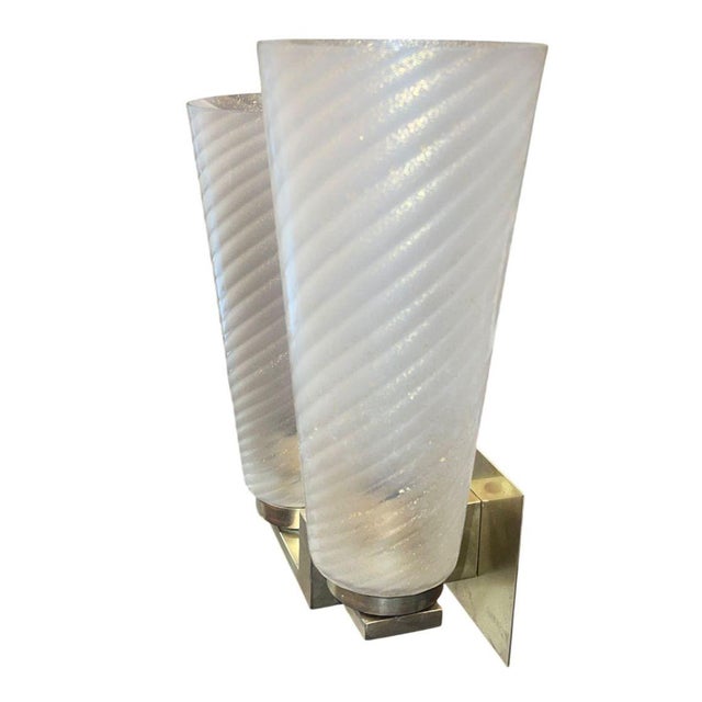 1990's Limited Edition Murano Glass and Brass Sconces - Set of Four For Sale - Image 4 of 10