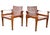 Suede and Teak Open Frame Safari Chairs with Sling Arms, 2000s, Set of 2 For Sale - Image 3 of 14