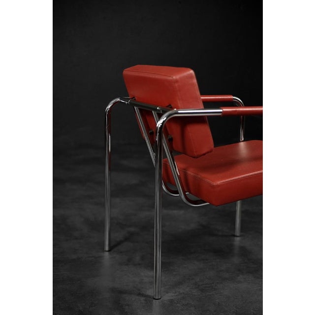 1990s Set of Scandinavian Bauhaus Model EJ 8 Armchairs in Chrome and Red Leather by Torben Skov for Erik Jørgensen Møbelfabrik, 1990 For Sale - Image 5 of 18