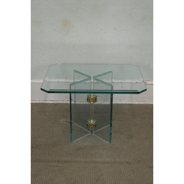 Leon Rosen for Pace Modern Glass Brass Side Table Chairish