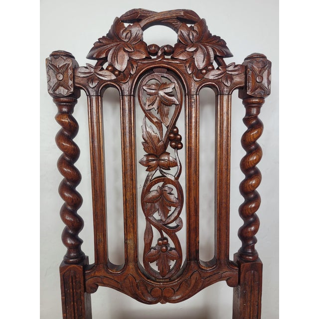 Wood Jacobean Style Gothic Hall Chair, 1890 For Sale - Image 7 of 18