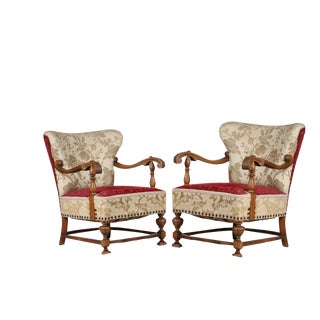 Set of Danish Art Deco Lounge Chairs in Oak, 1940s For Sale