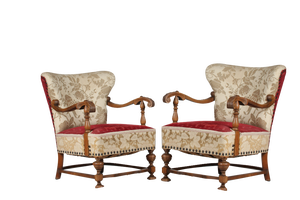 Set of Danish Art Deco Lounge Chairs in Oak, 1940s