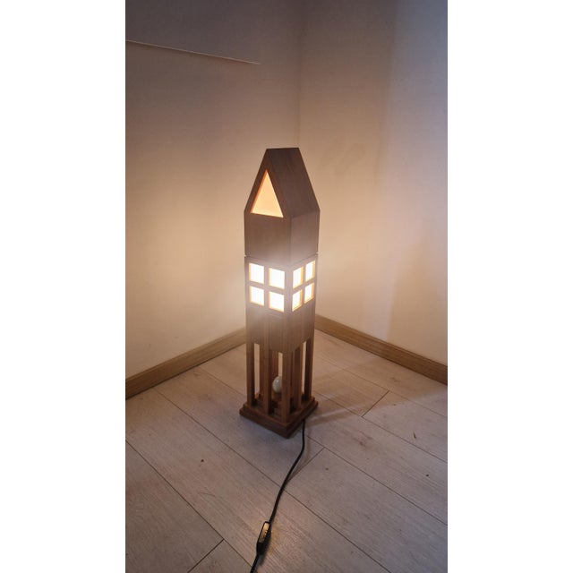 Glass Vintage Table Lamp in Light Wood by Charles Jenks for Sawaya & Moroni, 1980s For Sale - Image 7 of 15