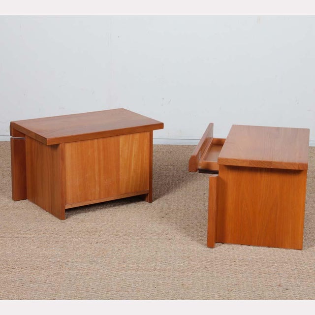 French Elm Bedside Tables, 1980s, Set of 2 For Sale - Image 6 of 8