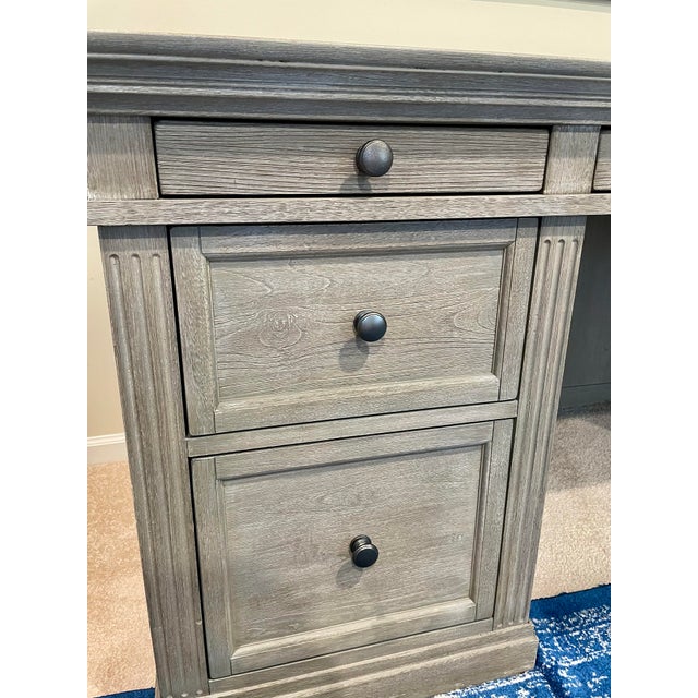 Pottery Barn Livingston Executive Desk Gray Wash For Sale In Detroit - Image 6 of 8