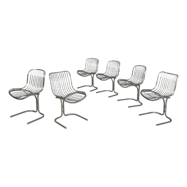 Italian Modern Chairs in Steel, 1970s, Set of 6 For Sale