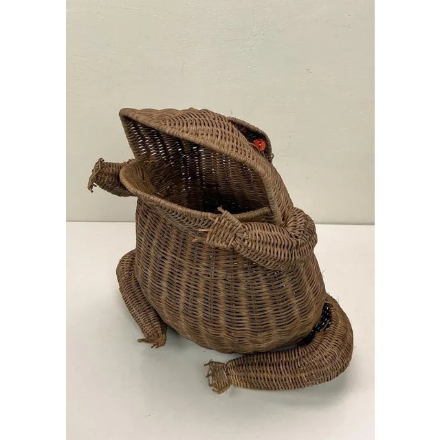Mid-Century Modern Mid-Century Vintage Rattan Frog Magazine Holder, 1970s For Sale - Image 3 of 13