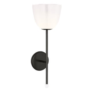 AERIN for Visual Comfort Signature Brisa 20" Torch Sconce in Bronze with White Strie Glass Shade For Sale