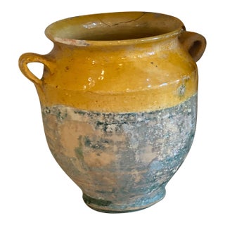 Late 19th French Confit Pot With Mustard Glaze For Sale