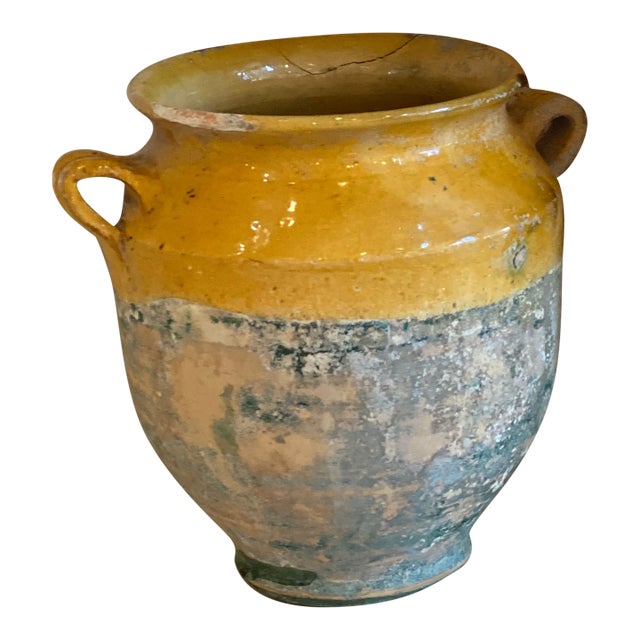 Late 19th French Confit Pot With Mustard Glaze For Sale