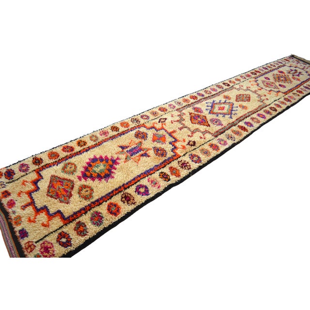 1970s 1970s Hand-Knotted Turkish Runner Rug. High Pile Tribal Extra Long Runner Rug - 2′8″ × 15′3″ For Sale - Image 5 of 11
