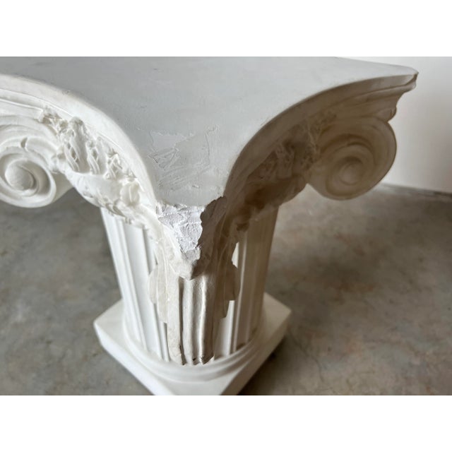 Sculpture Materials Vintage Neoclassical - Style Column Plaster Pedestal / Side Table Base For Sale - Image 7 of 13