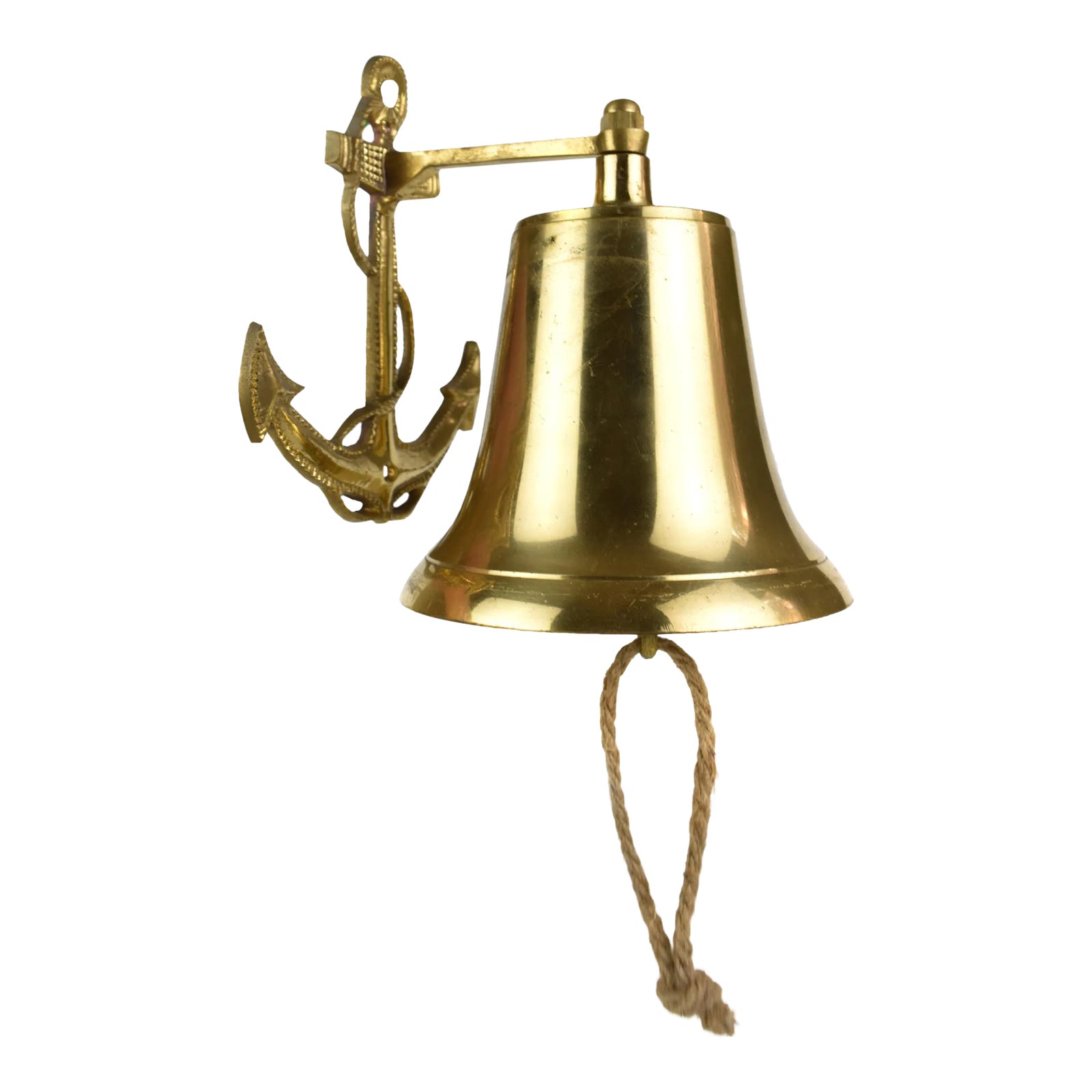 MidCentury Brass Nautical Ship Boat Bell With Anchor Wall Mounting