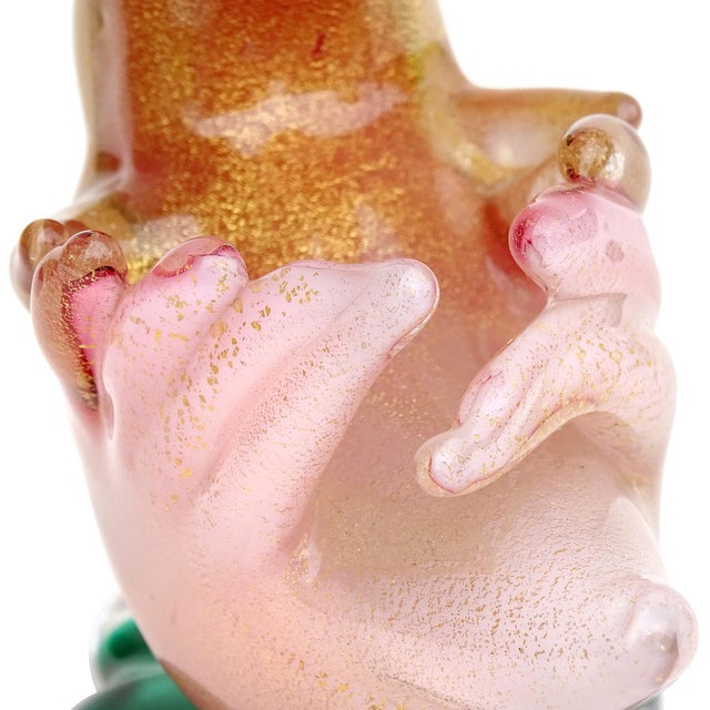 Vintage Seguso Murano 1957 Pink White Gold Flecks Italian Art Glass Swan Bird Figurine Sculpture For Sale In Orlando - Image 6 of 9