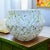 Vintage biconic-shaped white vase or planter with a lime and dark green speckles applied in splatter technique. Geometric...