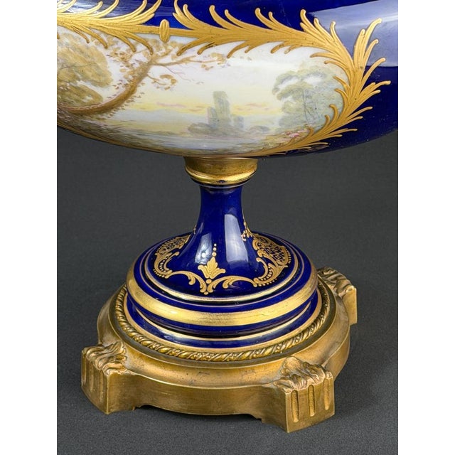 French Cobalt Blue Porcelain Urn Vase by Delinière, 1880-1900 For Sale - Image 10 of 13