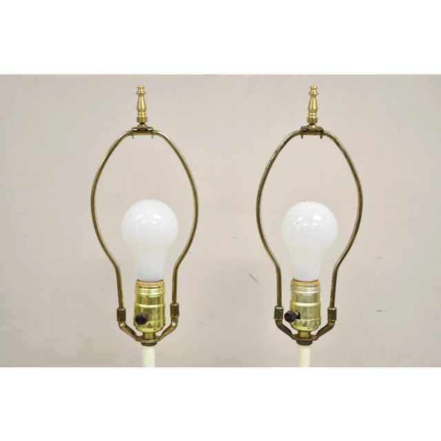 Mid 20th Century Vintage Italian Hollywood Regecy Painted Flower Iron Toleware Boudoir Lamps Pair For Sale - Image 5 of 12