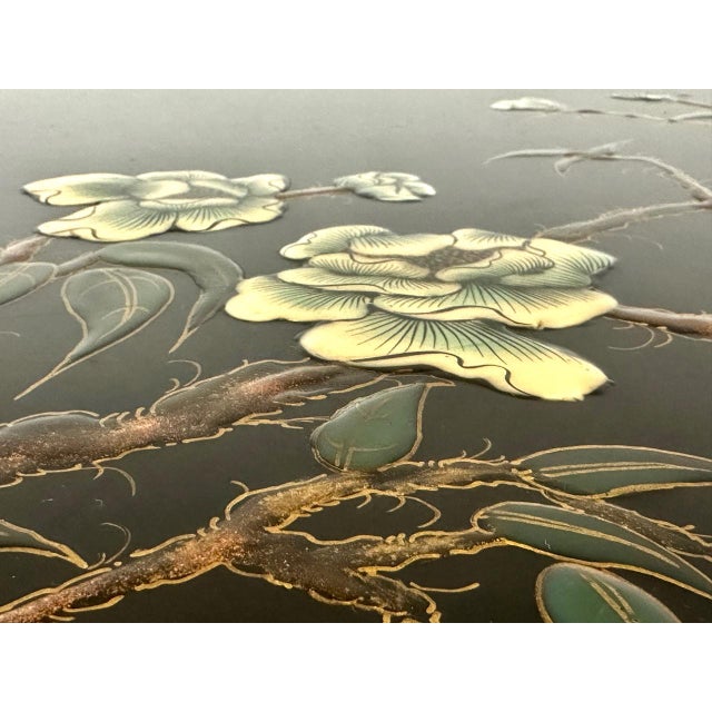 Black Chinese Laquered Coffee Table, 1950s For Sale - Image 8 of 15