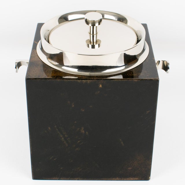 Italian designer Aldo Tura created this stunning lacquered goatskin and chromed metal ice bucket. The piece was...