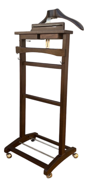 Mid-Century Wooden Valet Stand with Hanger and Storage Trays, 1960