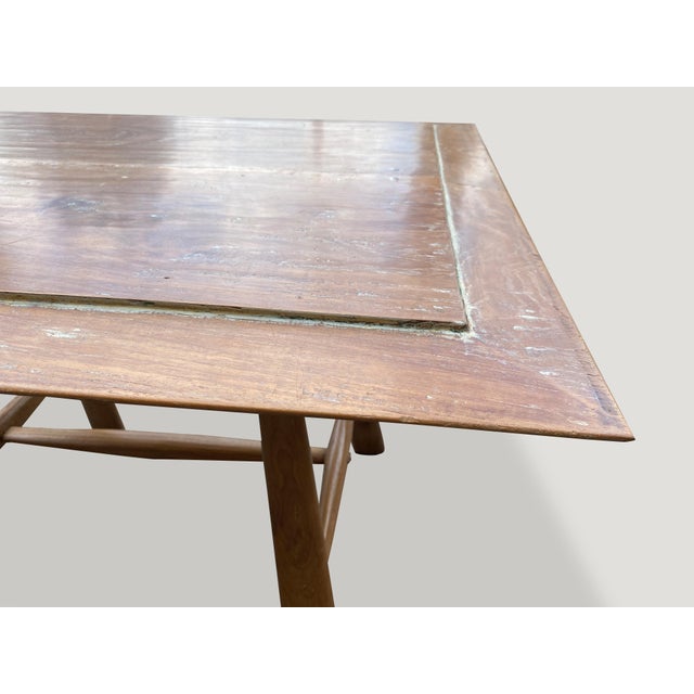 Mid-Century Modern Andrianna Shamaris Midcentury Couture Teak Wood Cocktail Table or Entry Table For Sale - Image 3 of 18