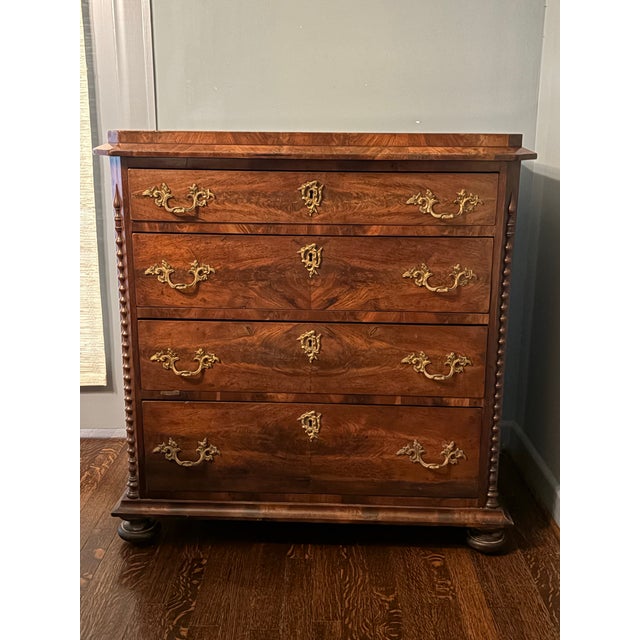 Exceptional 19th Century Flame Mahogany Chest of Drawers With Barley Twist Columns For Sale - Image 4 of 11